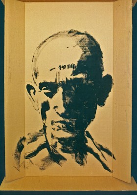 (c) Bild aus der Serie "eingesperrt - never forget", Oskar Stocker, Ölfarbe auf Abfallkarton, 2015